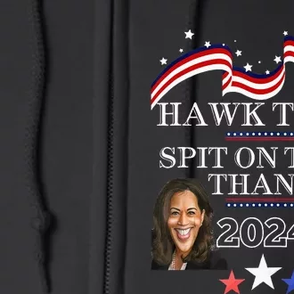 Hawk Tauh Funny Election 2024 Spit On That Thang Biden Full Zip Hoodie