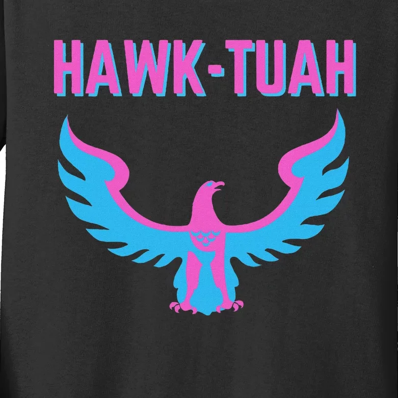 Hawk Tuah Funny Viral Meme Kids Long Sleeve Shirt