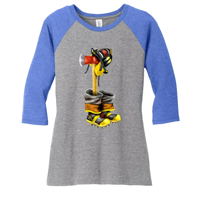 Honor The Fallen Firefighter Gift Cute Gift Women's Tri-Blend 3/4-Sleeve Raglan Shirt