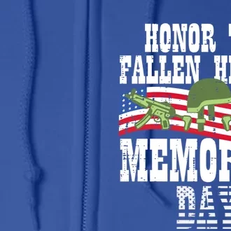 Honor The Fallen Heroes Memorial Day Us Flag Gift Full Zip Hoodie