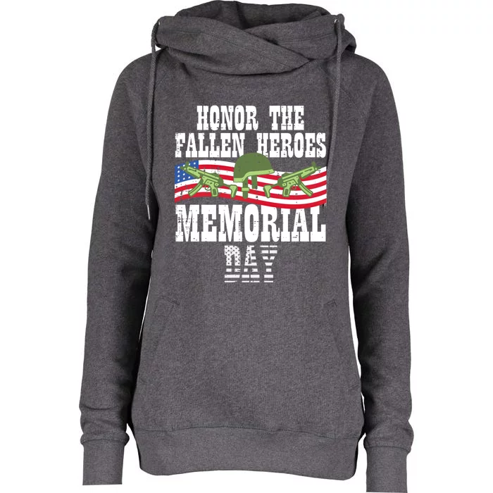 Honor The Fallen Heroes Memorial Day Us Flag Gift Womens Funnel Neck Pullover Hood