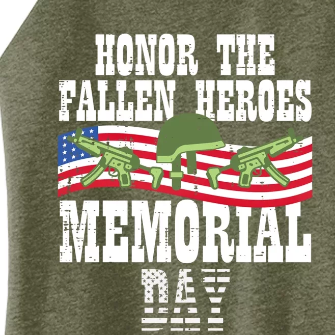 Honor The Fallen Heroes Memorial Day Us Flag Gift Women’s Perfect Tri Rocker Tank