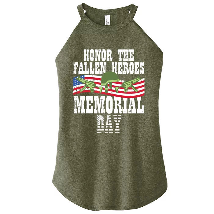 Honor The Fallen Heroes Memorial Day Us Flag Gift Women’s Perfect Tri Rocker Tank