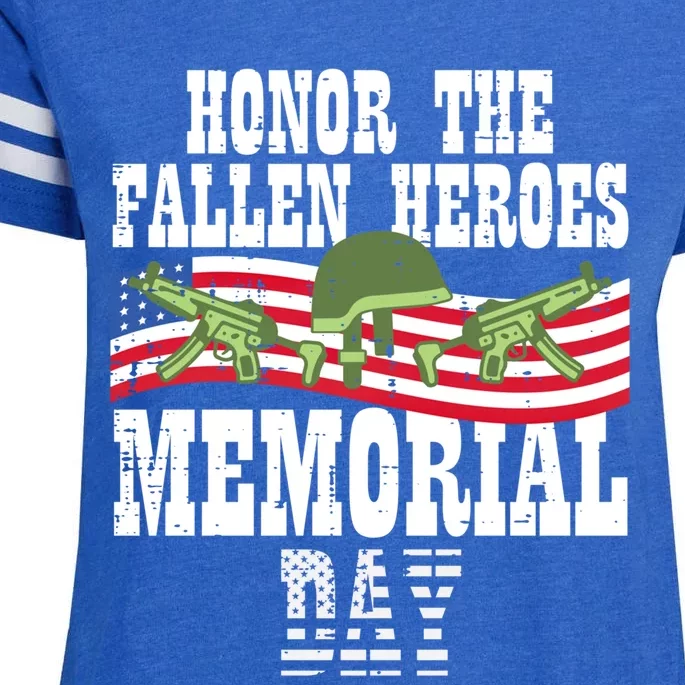 Honor The Fallen Heroes Memorial Day Us Flag Gift Enza Ladies Jersey Football T-Shirt