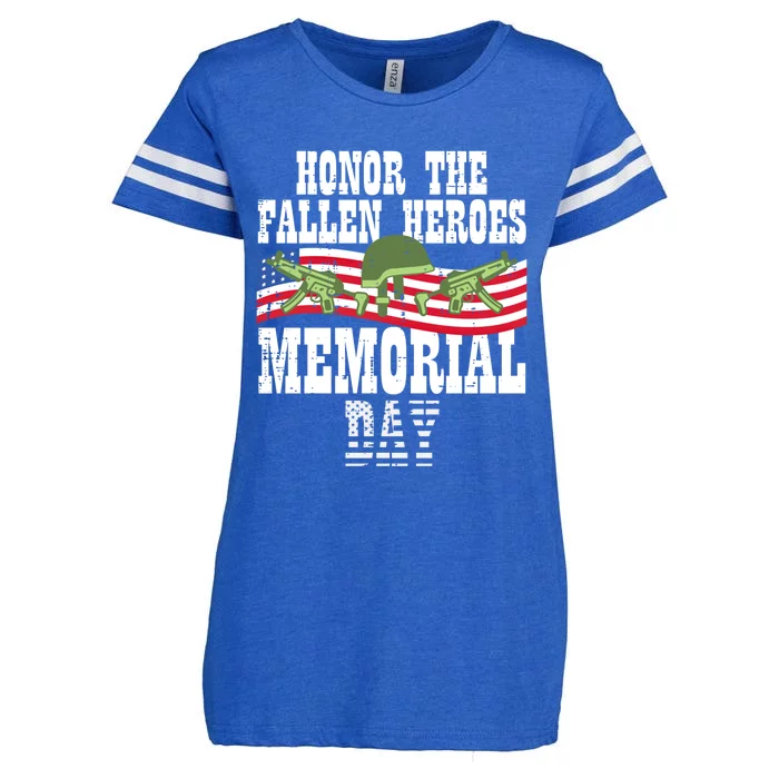 Honor The Fallen Heroes Memorial Day Us Flag Gift Enza Ladies Jersey Football T-Shirt