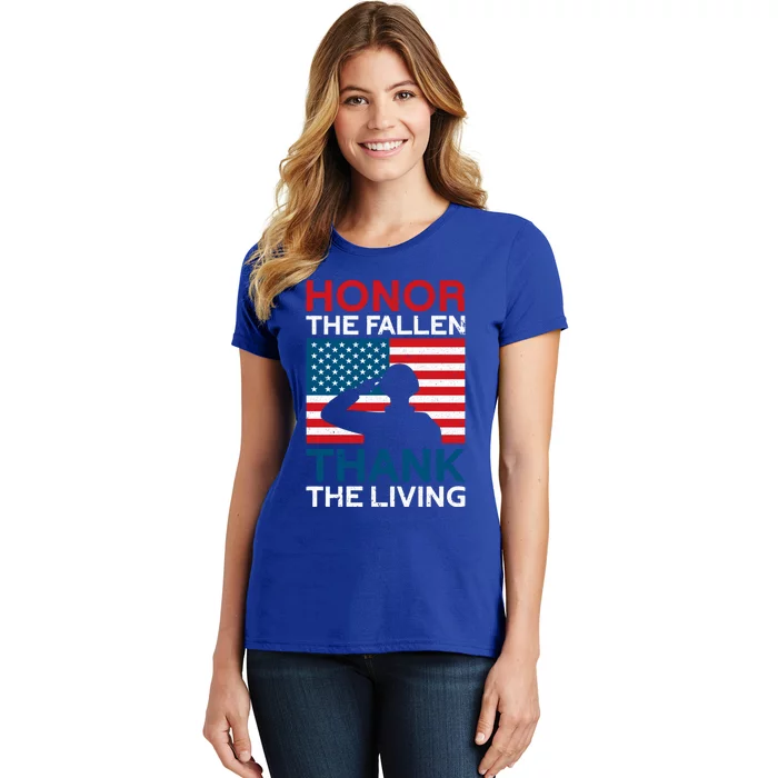 Honor The Fallen Thank The Living Usa Flag American Veteran Gift Women's T-Shirt