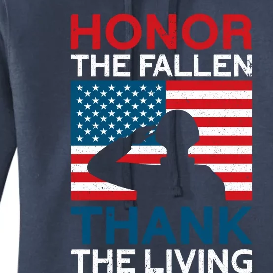 Honor The Fallen Thank The Living Usa Flag American Veteran Gift Women's Pullover Hoodie