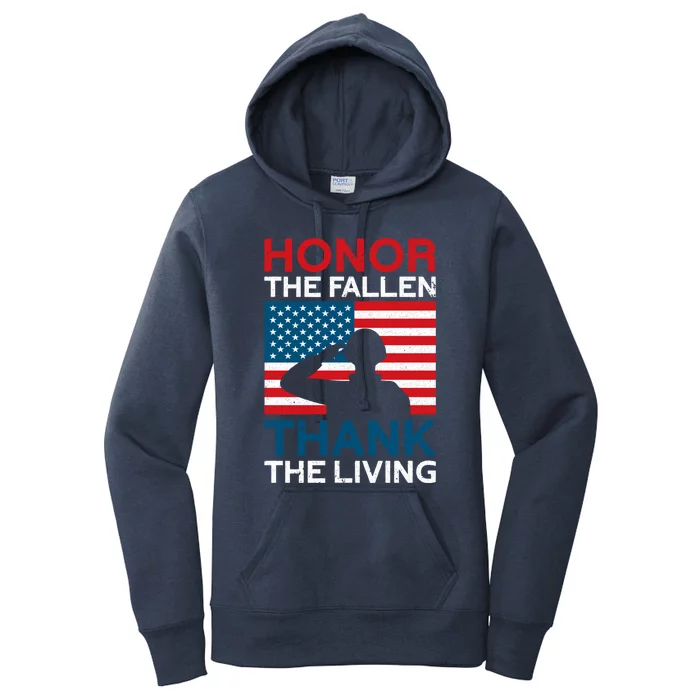 Honor The Fallen Thank The Living Usa Flag American Veteran Gift Women's Pullover Hoodie