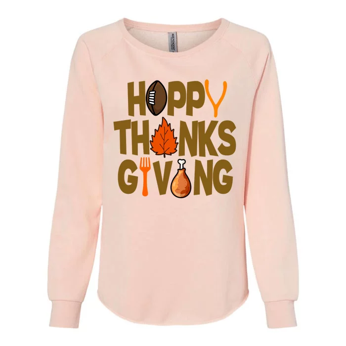 Happy Thanksgiving Football Autumn Holiday Womens California Wash Sweatshirt