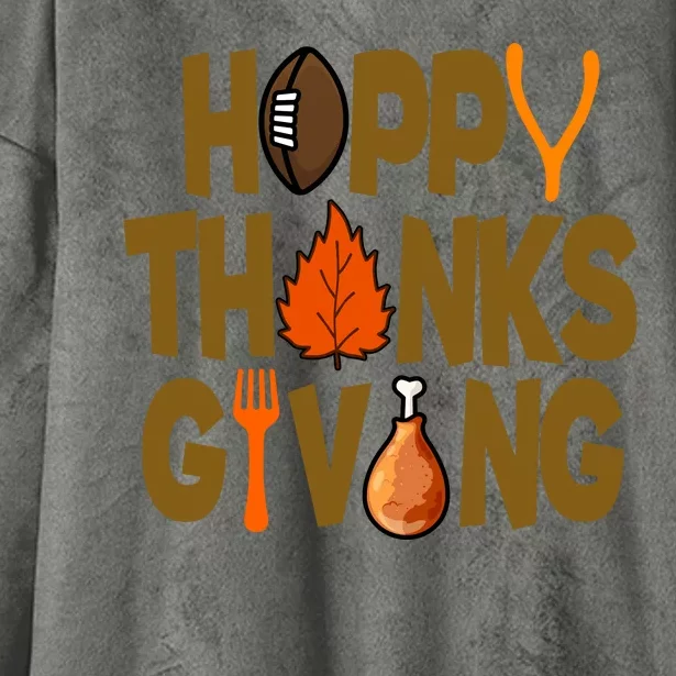 Happy Thanksgiving Football Autumn Holiday Hooded Wearable Blanket