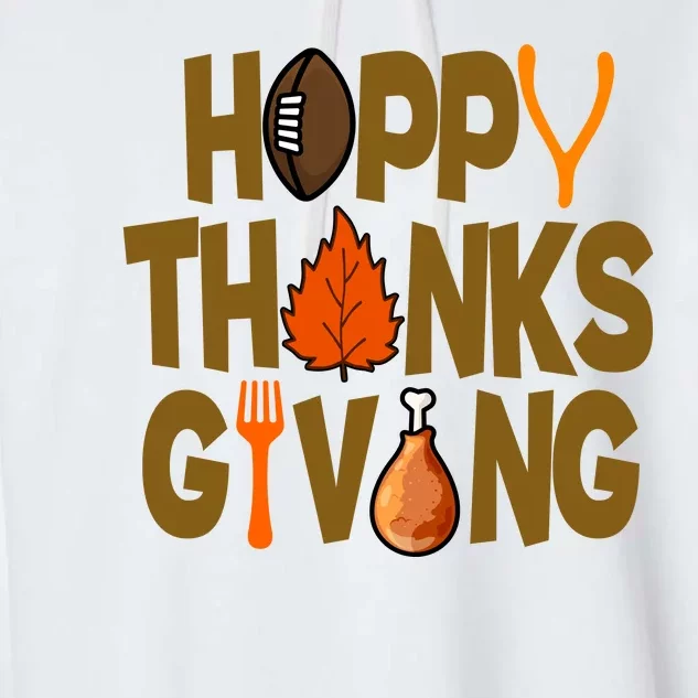 Happy Thanksgiving Football Autumn Holiday Garment-Dyed Fleece Hoodie