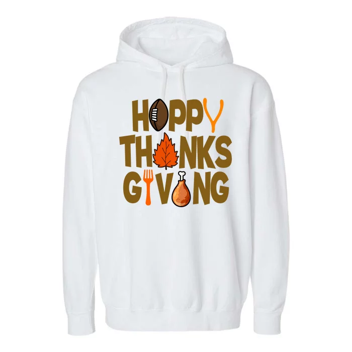 Happy Thanksgiving Football Autumn Holiday Garment-Dyed Fleece Hoodie