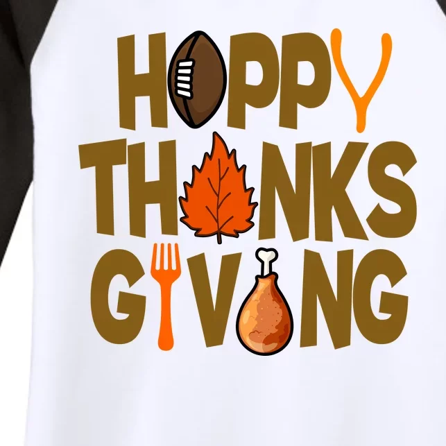 Happy Thanksgiving Football Autumn Holiday Women's Tri-Blend 3/4-Sleeve Raglan Shirt