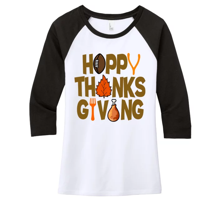 Happy Thanksgiving Football Autumn Holiday Women's Tri-Blend 3/4-Sleeve Raglan Shirt