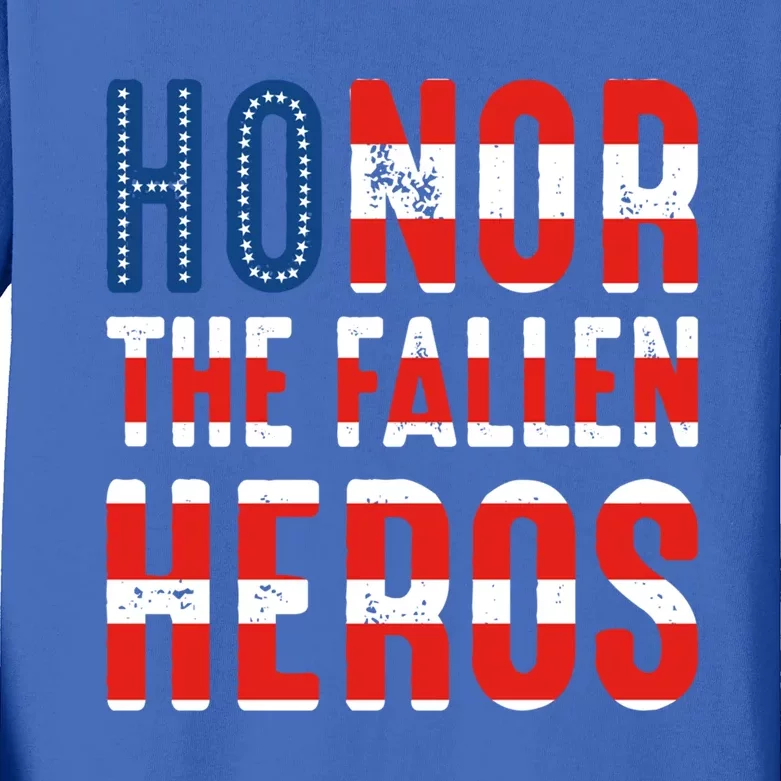 Honor The Fallen Heros Gift Usa American Flag Gift Veterans Day Gift Kids Long Sleeve Shirt