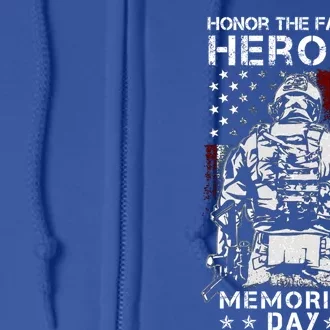 Honor The Fallen Heroes Soldier Memorial Day Gift Veteran Gift Cool Gift Full Zip Hoodie