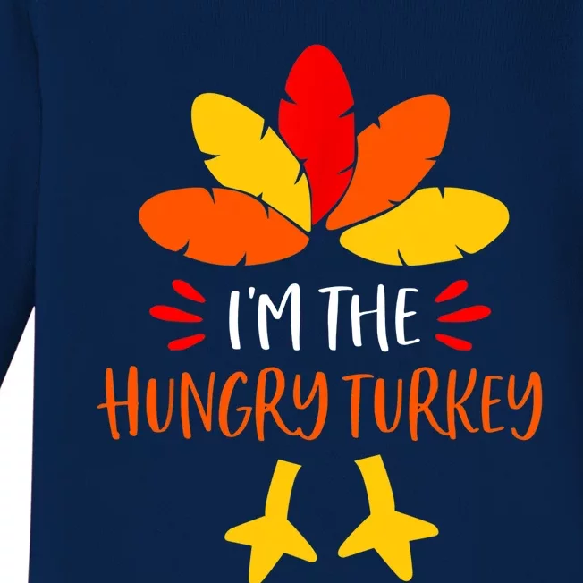 Hungry Turkey Family Shirts Matching Thanksgiving Pajamas Baby Long Sleeve Bodysuit