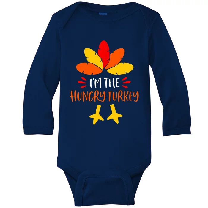 Hungry Turkey Family Shirts Matching Thanksgiving Pajamas Baby Long Sleeve Bodysuit