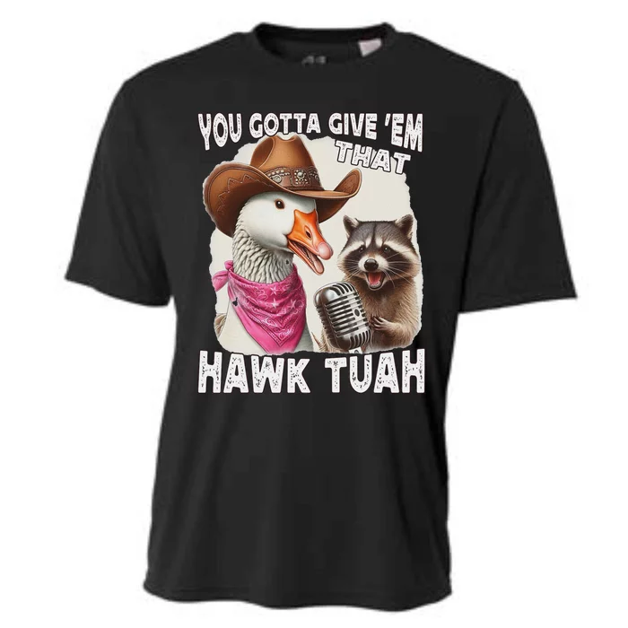 Hawk Tuah Funny Viral Meme Goose Tua Cooling Performance Crew T-Shirt