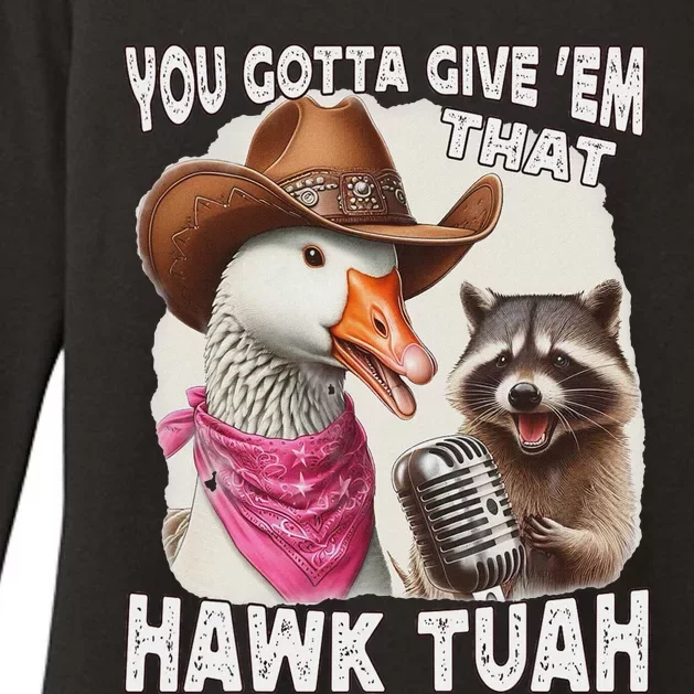 Hawk Tuah Funny Viral Meme Goose Tua Womens CVC Long Sleeve Shirt