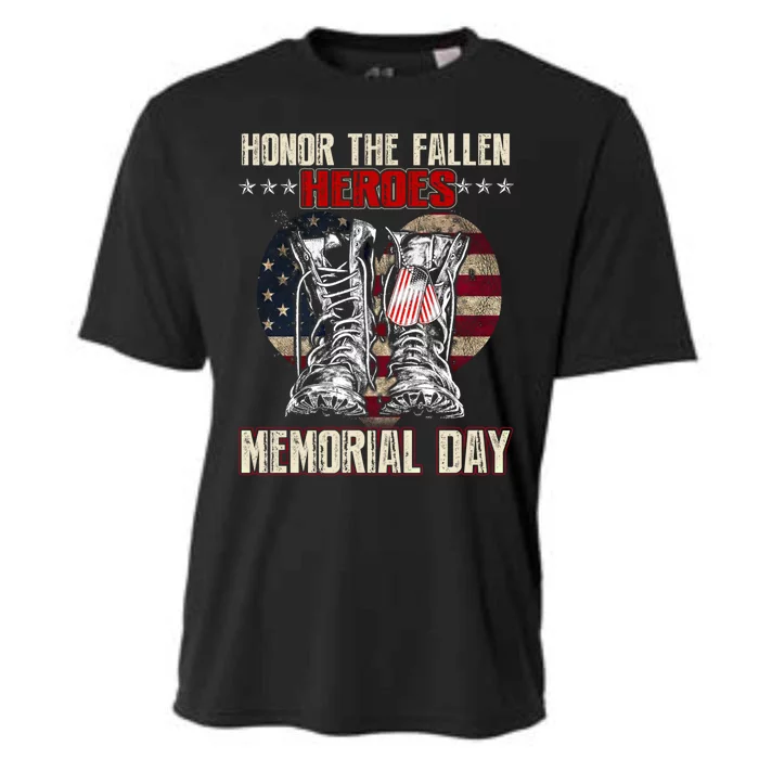 Honor The Fallen Heroes Memorial Day Vintage Flag Gift Cooling Performance Crew T-Shirt