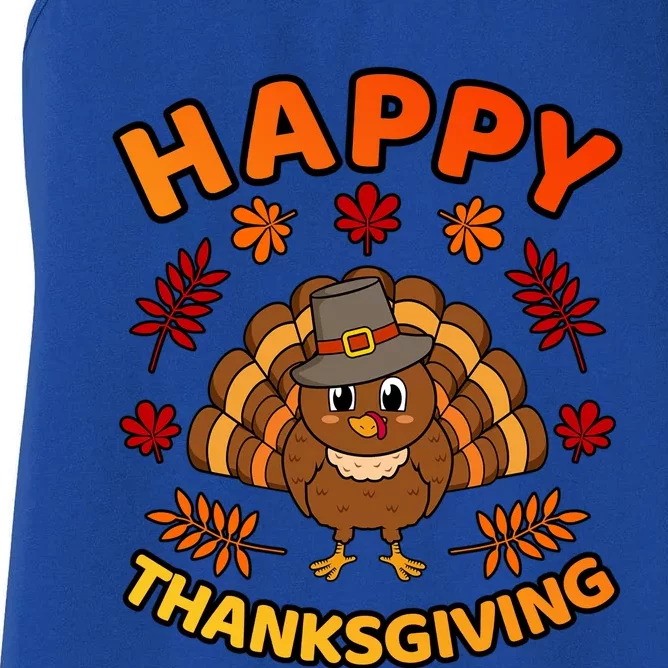 Happy Thanksgiving Funny Turkey Family Graphic Gift Women's Racerback Tank