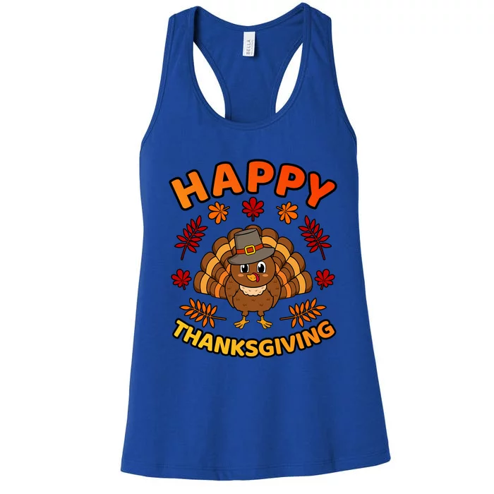 Happy Thanksgiving Funny Turkey Family Graphic Gift Women's Racerback Tank