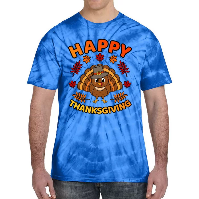 Happy Thanksgiving Funny Turkey Family Graphic Gift Tie-Dye T-Shirt