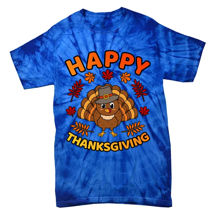 Happy Thanksgiving Funny Turkey Family Graphic Gift Tie-Dye T-Shirt