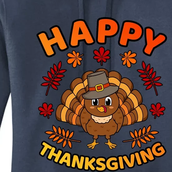 Happy Thanksgiving Funny Turkey Family Graphic Gift Women's Pullover Hoodie