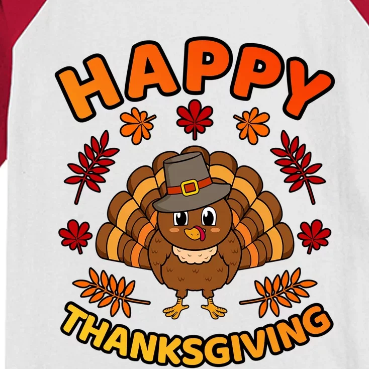 Happy Thanksgiving Funny Turkey Family Graphic Gift Kids Colorblock Raglan Jersey