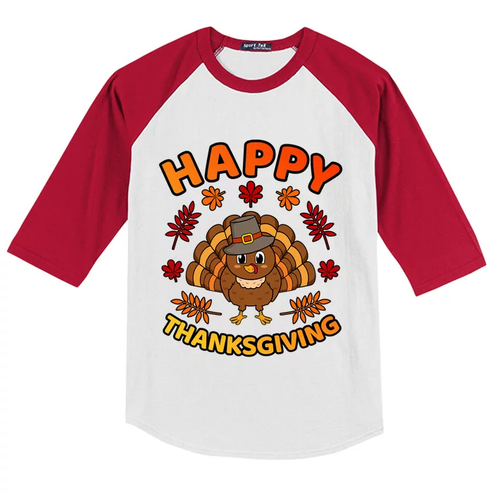 Happy Thanksgiving Funny Turkey Family Graphic Gift Kids Colorblock Raglan Jersey