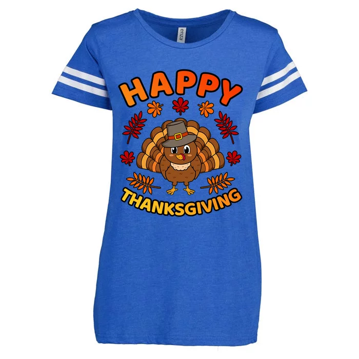 Happy Thanksgiving Funny Turkey Family Graphic Gift Enza Ladies Jersey Football T-Shirt