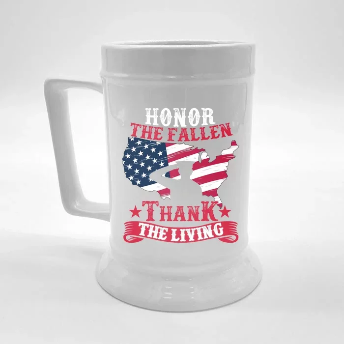 Honor The Fallen Thank The Living Proudly Support Our Troops Gift Front & Back Beer Stein