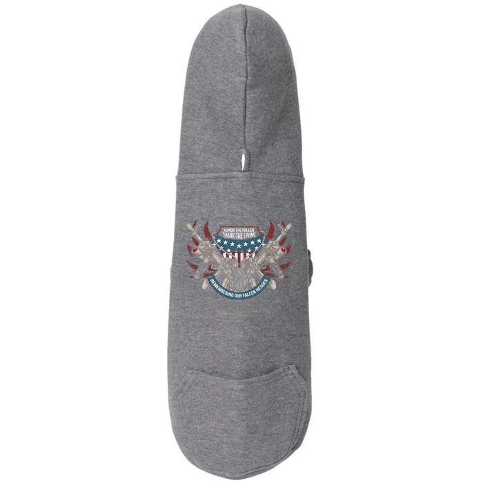 Honor The Fallen Heroes Thank The Living Military Veteran Gift Doggie 3-End Fleece Hoodie