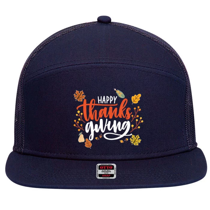 Happy Thanksgiving For Family Holiday 7 Panel Mesh Trucker Snapback Hat