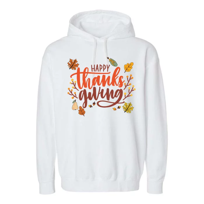 Happy Thanksgiving For Family Holiday Garment-Dyed Fleece Hoodie