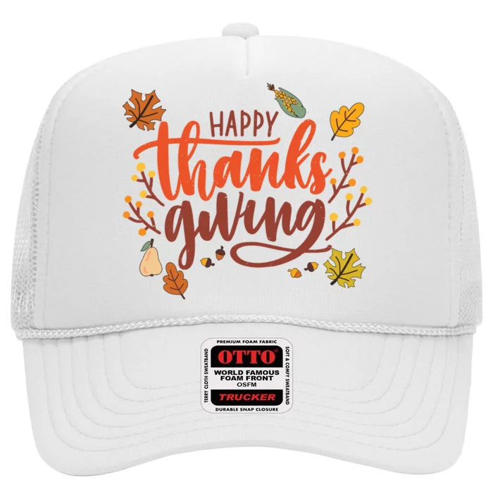 Happy Thanksgiving For Family Holiday High Crown Mesh Trucker Hat