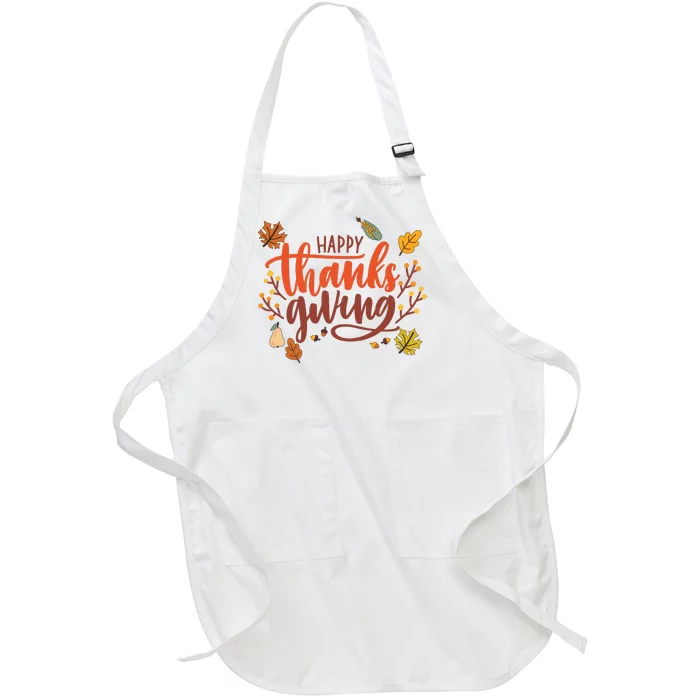 Happy Thanksgiving For Family Holiday Full-Length Apron With Pocket