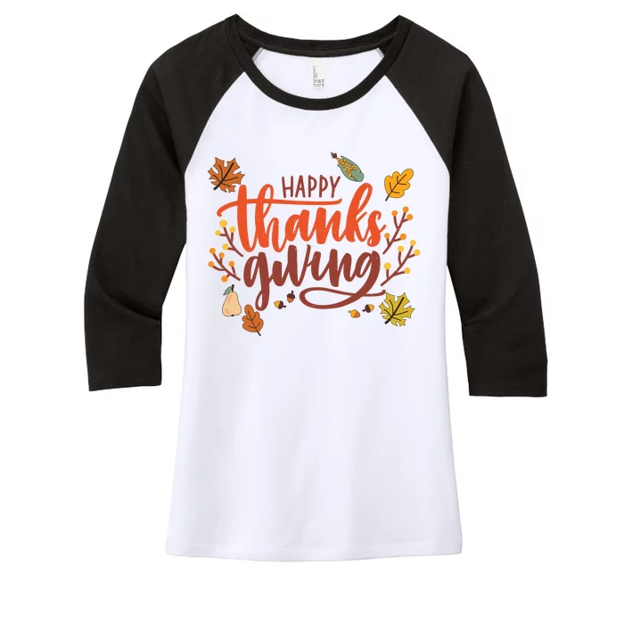 Happy Thanksgiving For Family Holiday Women's Tri-Blend 3/4-Sleeve Raglan Shirt