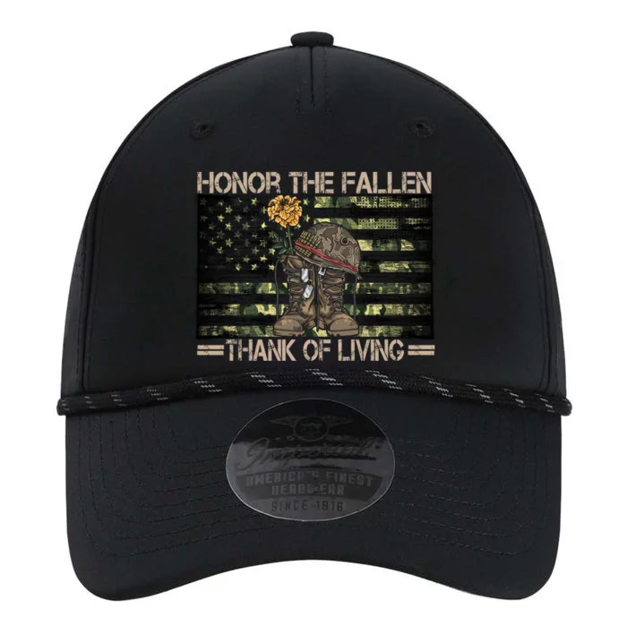 Honor The Fallen Thank The Living American Flag Funny Gift Performance The Dyno Cap