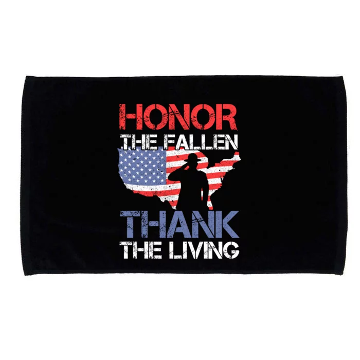 Honor The Fallen Thank The Living Memorial Day Gift Microfiber Hand Towel