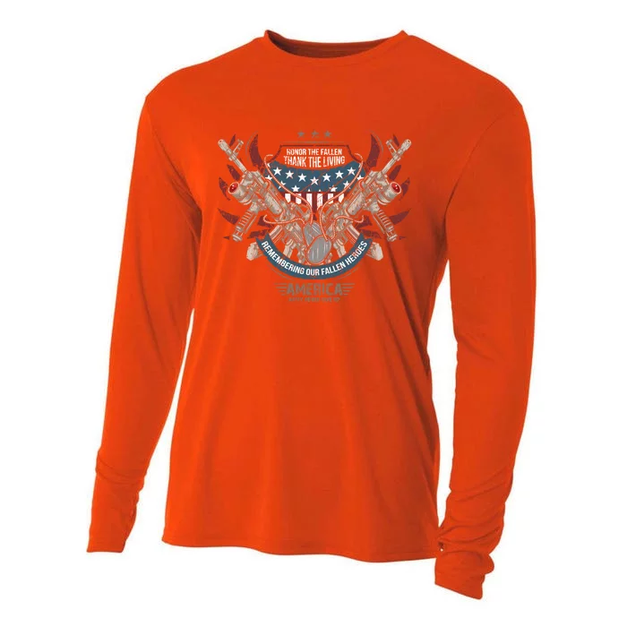 Honor The Fallen Heroes Thank The Living Military Veteran Gift Cooling Performance Long Sleeve Crew