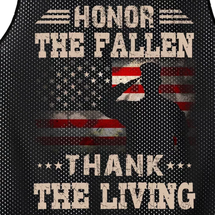 Honor The Fallen Thank The Living Memorial Day Gift Mesh Reversible Basketball Jersey Tank