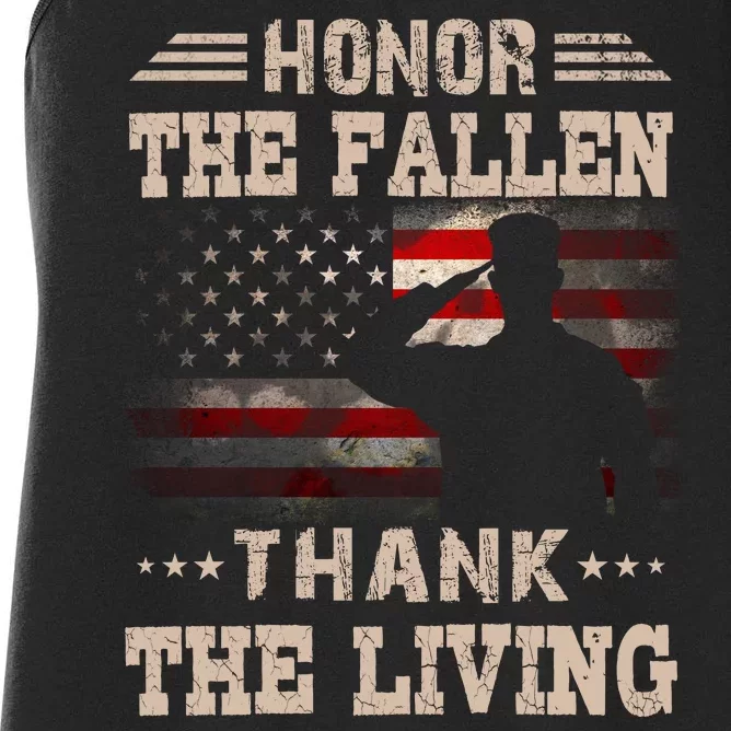 Honor The Fallen Thank The Living Memorial Day Gift Women's Racerback Tank