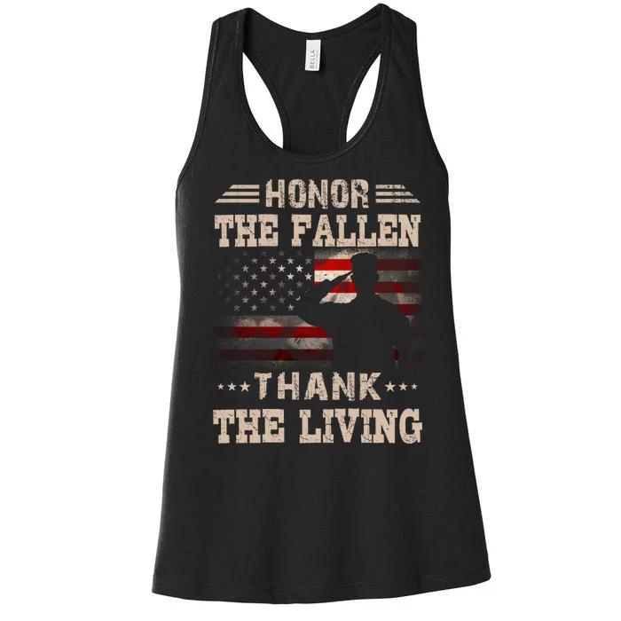 Honor The Fallen Thank The Living Memorial Day Gift Women's Racerback Tank