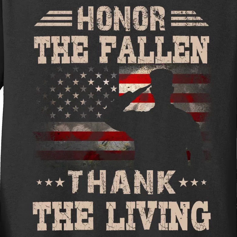 Honor The Fallen Thank The Living Memorial Day Gift Kids Long Sleeve Shirt