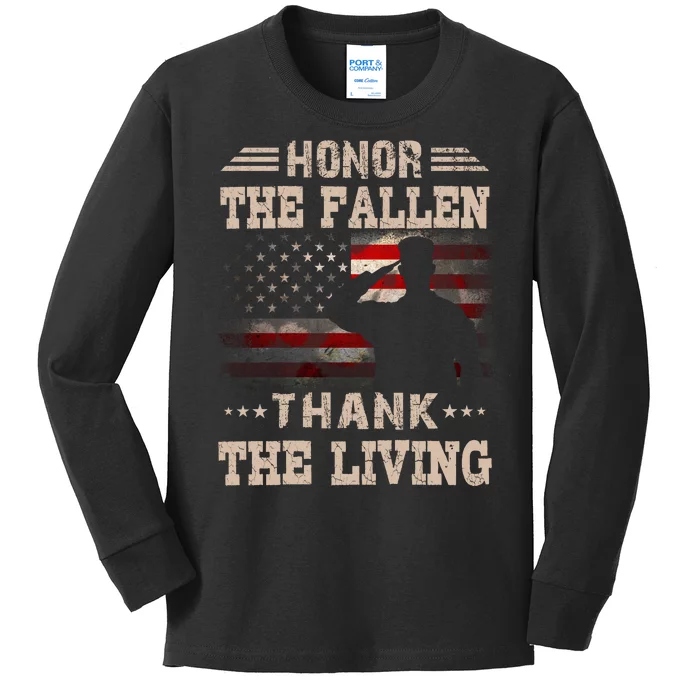 Honor The Fallen Thank The Living Memorial Day Gift Kids Long Sleeve Shirt