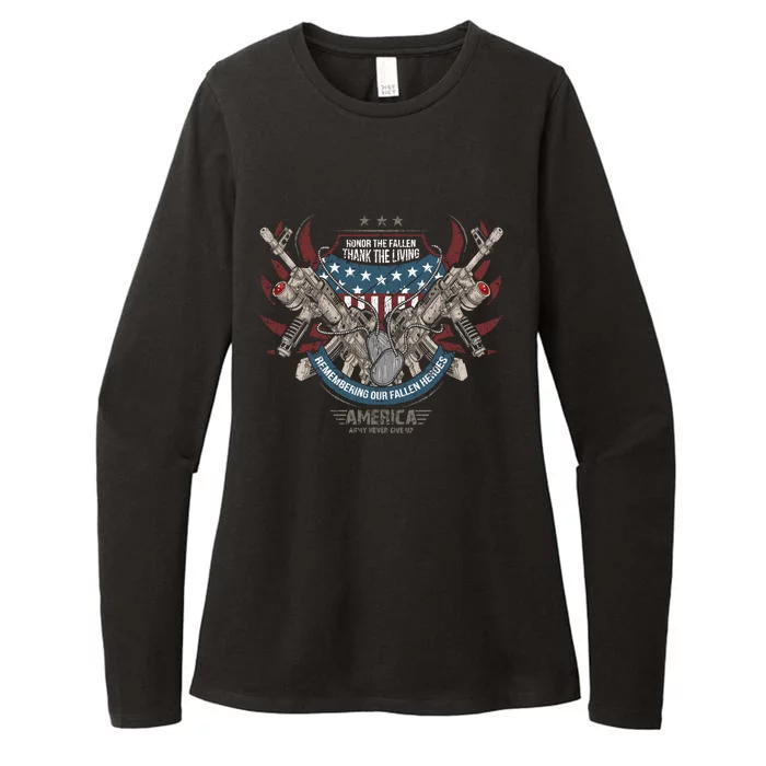 Honor The Fallen Heroes Thank The Living Military Veteran Gift Womens CVC Long Sleeve Shirt