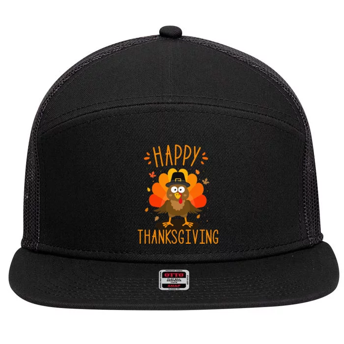 Happy Thanksgiving For Turkey Day Family Dinner 7 Panel Mesh Trucker Snapback Hat